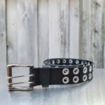 Brixton - Black Double Grommet 100 % Full Grain Leather Belt - Image 4