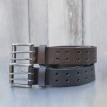 Black Double Hole Full Grain Leather Belt - Image 5