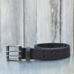 Black Double Hole Full Grain Leather Belt - Image 7