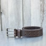 Black Double Hole Full Grain Leather Belt - Image 8