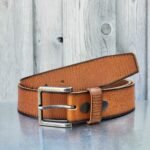 The Mountain Belt - Grey Leather Belt with Charred Edges - Image 8