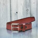 The Mountain Belt - Grey Leather Belt with Charred Edges - Image 6