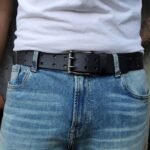 Black Double Hole Full Grain Leather Belt - Image 2