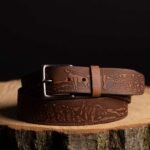The Wildlife Belt - Natural Tan Embossed Full Grain Leather Belt Made in Canada - Image 3
