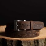 The Wildlife Belt - Natural Tan Embossed Full Grain Leather Belt Made in Canada - Image 4