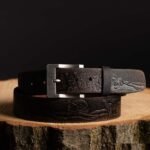 The Wildlife Belt - Cognac Embossed Full Grain Leather Belt Made in Canada - Image 7