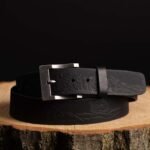 The Wildlife Belt - Black Embossed Full Grain Leather Belt Made in Canada - Image 2