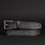 The Wayfarer Belt - Black Classic Western Embossed 100% Full Grain Leather Belt - Image 2