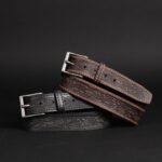 The Wayfarer Belt - Black Classic Western Embossed 100% Full Grain Leather Belt - Image 3