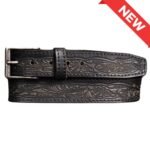 The Wayfarer Belt - Black Classic Western Embossed 100% Full Grain Leather Belt