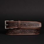 The Wayfarer Belt - Black Classic Western Embossed 100% Full Grain Leather Belt - Image 4