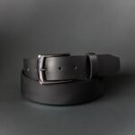 The PPK Belt - Black Leather Belt With Black Gunmetal Buckle - Image 2