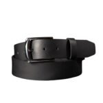 The PPK Belt - Black Leather Belt With Black Gunmetal Buckle - Image 4