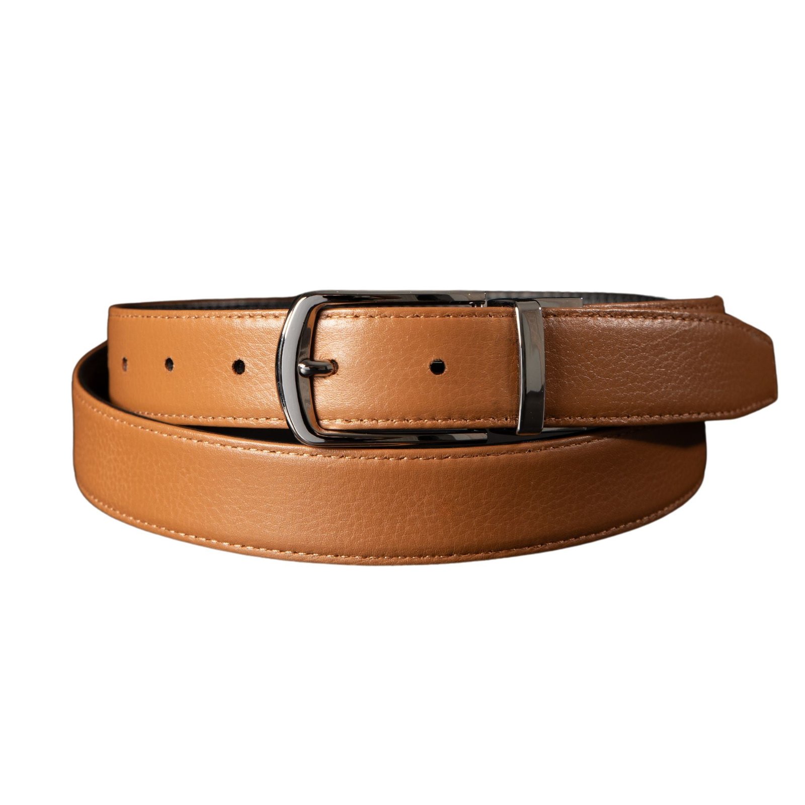 CopyofUntitled_7.jpg The Harvey Dent Belt - Extra Slim 30 mm Reversible Stitched Full-Grain Pebbled Leather Belt - Image 1