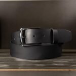 The PPK Belt - Black Leather Belt With Black Gunmetal Buckle - Image 3