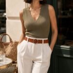 Sempre - Cognac Vachetta Leather Waist Belt with Circular Buckle - Made in Canada - Image 3