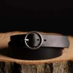 Sempre - Cognac Vachetta Leather Waist Belt with Circular Buckle - Made in Canada - Image 6