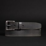 The Spartan Belt - Black Leather Belt With Leather Wrapped Buckle - Image 3