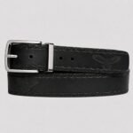 The Eagle Belt- Black Chain Link Embossed 100% Real Leather Belt