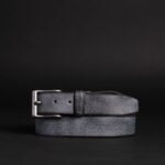 The Mountain Belt - Grey Leather Belt with Charred Edges - Image 2