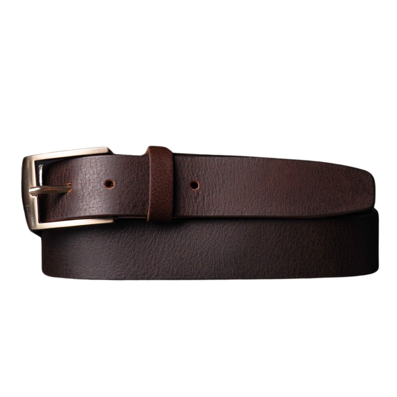 Untitleddesign-2024-05-13T153300.684.jpg The Crest Belt - Slim Brown 35mm 100% Full-Grain Leather Belt - Image 1