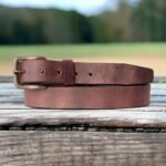 Brown Leather Belt - 35 mm Full Grain Distressed Leather Belt - Image 4