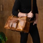 The Voyager Duffle - Cognac Full-Grain Distressed Leather Duffle Bag - Image 8
