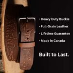 The Wildlife Belt - Natural Tan Embossed Full Grain Leather Belt Made in Canada - Image 6