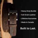 The Wildlife Belt - Cognac Embossed Full Grain Leather Belt Made in Canada - Image 8