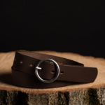 Sempre - Cognac Vachetta Leather Waist Belt with Circular Buckle - Made in Canada - Image 4