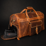 The Voyager Duffle - Cognac Full-Grain Distressed Leather Duffle Bag - Image 12