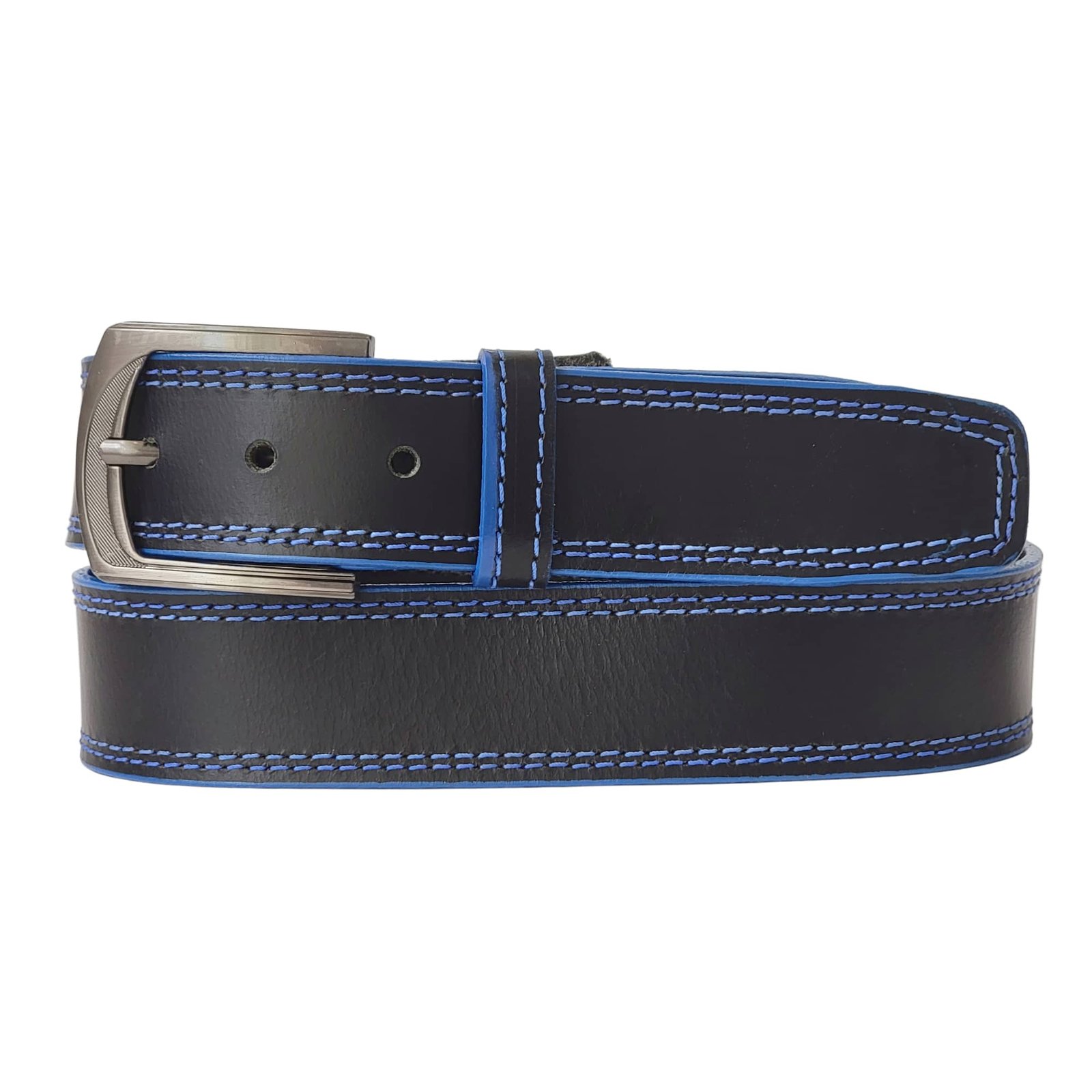 untitled_design__45_f4b7edf0-7255-4e4b-bdca-c4474d916920.jpg The Poseidon Belt - Black Full Grain Leather Belt with Blue Stitches - Image 1