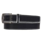 The Poseidon Belt - Black Full Grain Leather Belt with Blue Stitches - Image 3